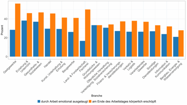 Arbeitsbedingte Belastung – Anteil nach Branche